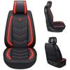 imageOASIS AUTO Car Seat Covers Premium Waterproof Faux Leather Cushion Universal Accessories Fit SUV Truck Sedan Automotive Vehicle Auto Interior Protector Full Set OS006 BlackSPORT RED