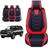imageOASIS AUTO Toyota 4Runner Accessories Seat Covers 20102025 Custom Fit Leather Cover Protector Cushion Full Set BlackRED