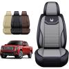 imageOASIS AUTO Ford F150 F250 F350 Accessories Seat Covers 20092025 Custom Fit Leather Truck Cover Protector F150 F250 F350 Crew Double Super Extended Cab Premium Full Set BlackampampGrayGRAY