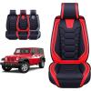 imageOASIS AUTO Jeep Wrangler JK JL Accessories Seat Covers 20072025 Custom Fit 24 Door Leather Cover Protector Cushion Unlimited X Rubicon Sahara and More Full Set Red