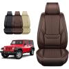 imageOASIS AUTO Wrangler JK JL Accessories Seat Covers 20072025 Custom Fit 24 Door Leather Cover Protector Cushion Unlimited X Rubicon Sahara and More Premium Full Set Brown