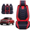 imageOASIS AUTO Z Ford F150 F250 F350 Accessories Seat Covers 20092025 Custom Fit Leather Truck Cover Protector F150 F250 F350 Crew Double Super Extended Cab Sport Full Set BlackampampRed