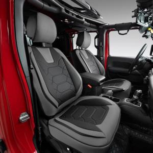 imageOASIS AUTO 20072017 Wrangler JK 4Door Leather Seat Covers Custom Fit Accessories Cover Protector Cushion Unlimited X Rubicon Sahara Full Set BlackampampRedBLACKGRAY