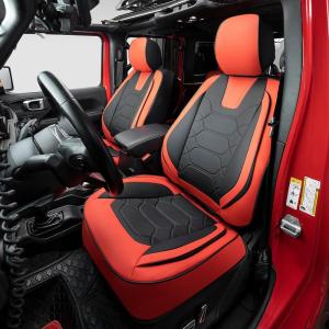 imageOASIS AUTO 20072017 Wrangler JK 4Door Leather Seat Covers Custom Fit Accessories Cover Protector Cushion Unlimited X Rubicon Sahara Full Set BlackampampRedRED