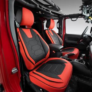 imageOASIS AUTO 20072017 Wrangler JK 4Door Leather Seat Covers Custom Fit Accessories Cover Protector Cushion Unlimited X Rubicon Sahara Full Set BlackampampRedBLACKRED
