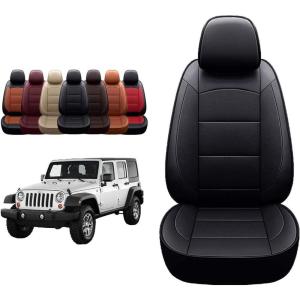 imageOASIS AUTO 20072017 Wrangler JK Custom Leather Seat Covers 20132017 Wrangler 4Door BlackBLACK