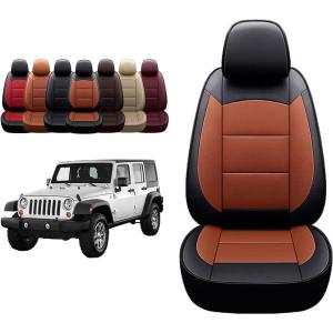 imageOASIS AUTO 20182025 Wrangler JL 4 Door Custom Leather Seat Covers WO Rear Cup Holder BlackampampOrange