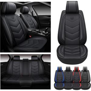 imageOASIS AUTO Car Seat Covers Premium Waterproof Faux Leather Cushion Universal Accessories Fit SUV Truck Sedan Automotive Vehicle Auto Interior Protector Full Set OS006 BlackSPORT BLACK