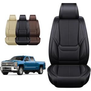 imageOASIS AUTO Chevy Silverado ampamp GMC Sierra Accessories Seat Covers 20072025 Custom Fit Leather Truck Cover Protector 15003500HD Crew Double Extended CabClassic Full Set Black