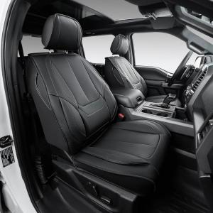 imageOASIS AUTO Custom Seat Covers Compatible with Ford F150 20152023F150 Lightning 20222023Super Duty 20172023 Full Set BlackBLACK