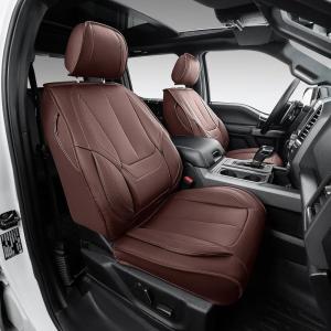 imageOASIS AUTO Custom Seat Covers Compatible with Ford F150 20152023F150 Lightning 20222023Super Duty 20172023 Full Set BlackBROWN