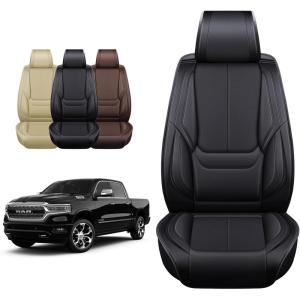 imageOASIS AUTO Dodge Ram Accessories Seat Covers 20092025 Custom Fit Leather Truck Cover Protector Cushion 150025003500 Crew Double Super Extended CabPremium Full Set Black