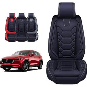 imageOASIS AUTO Mazda CX5 Accessories Seat Covers 20122025 Custom Fit Leather Cover Protector Cushion for CX5 Premium Full Set BlackBLACK