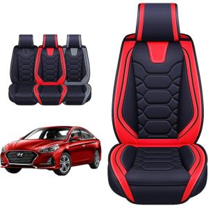 imageOASIS AUTO Sonata Accessories Seat Covers 20102025 Custom Fit Leather Cover Protector Cushion Full Set Red