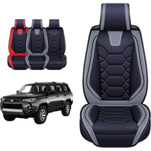 imageOASIS AUTO Toyota 4Runner Accessories Seat Covers 20102025 Custom Fit Leather Cover Protector Cushion Full Set BlackGRAY