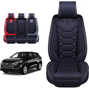 imageOASIS AUTO Tucson Accessories Seat Covers 20102025 Custom Fit Leather Cover Protector Cushion Full Set GrayBLACK