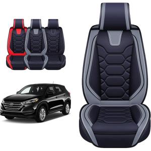 imageOASIS AUTO Tucson Accessories Seat Covers 20102025 Custom Fit Leather Cover Protector Cushion Full Set GrayGRAY