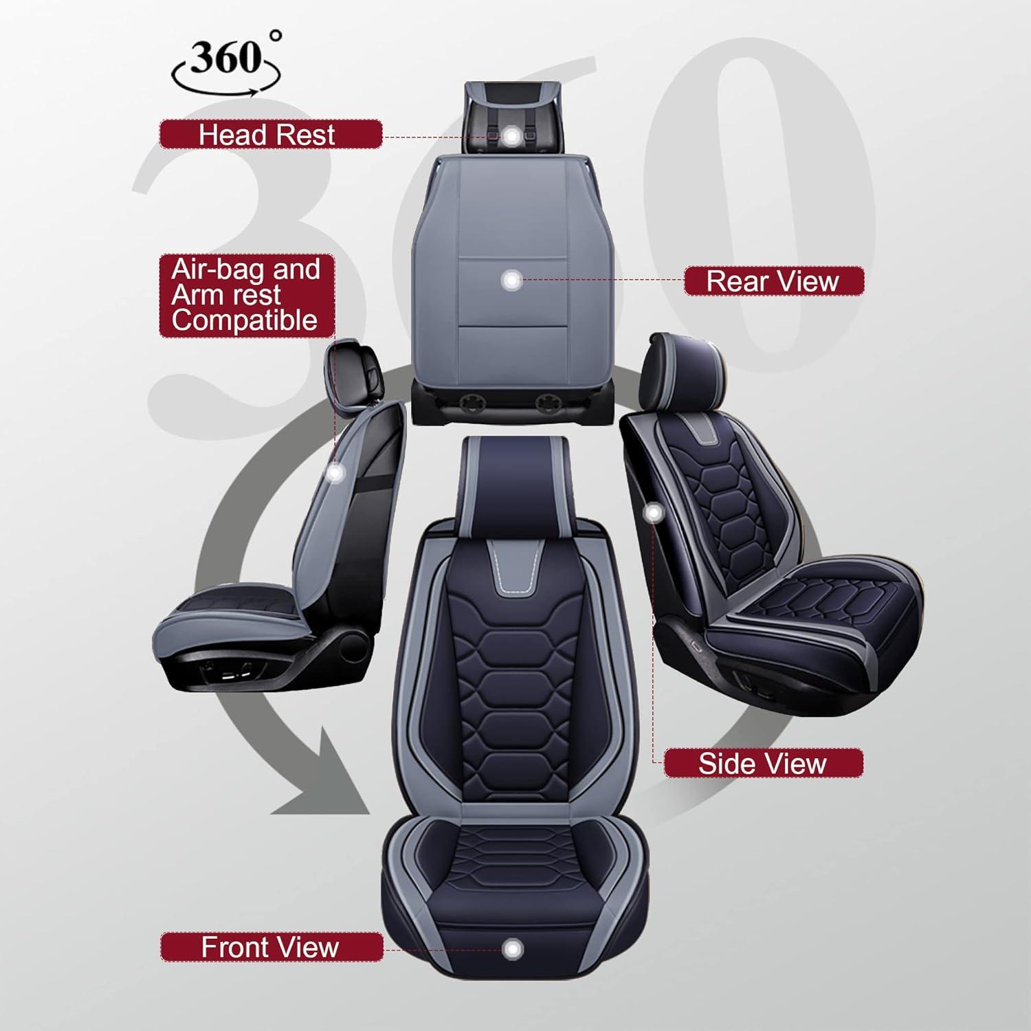 imageOASIS AUTO Honda Civic Accessories Seat Covers 20112025 Custom Fit 24 Door Sedan Coupe Hatchback Leather Cover Protector Cushion Exclude Si Front Pair GrayBlackGray