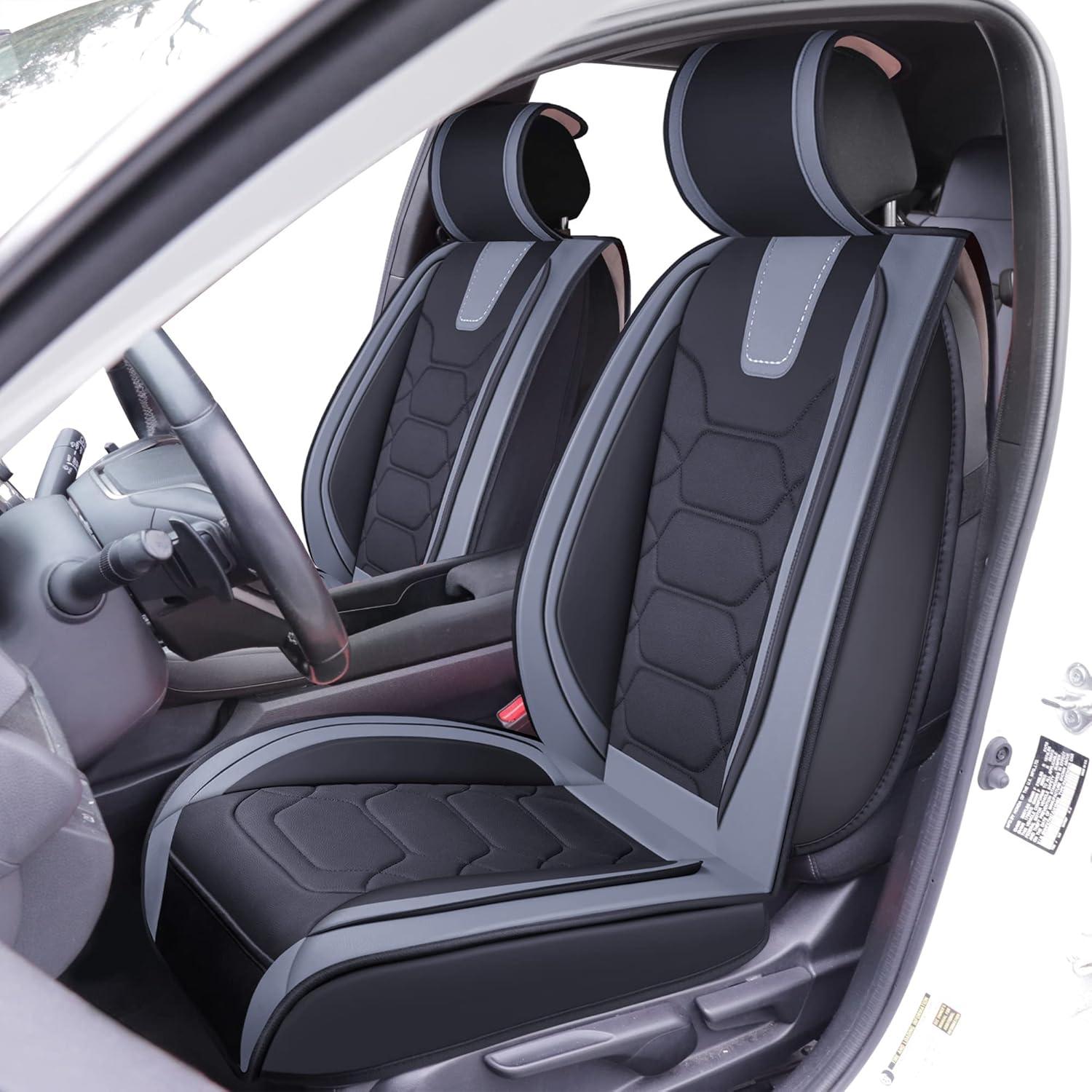 imageOASIS AUTO Honda Civic Accessories Seat Covers 20112025 Custom Fit 24 Door Sedan Coupe Hatchback Leather Cover Protector Cushion Exclude Si Front Pair GrayBlackGray
