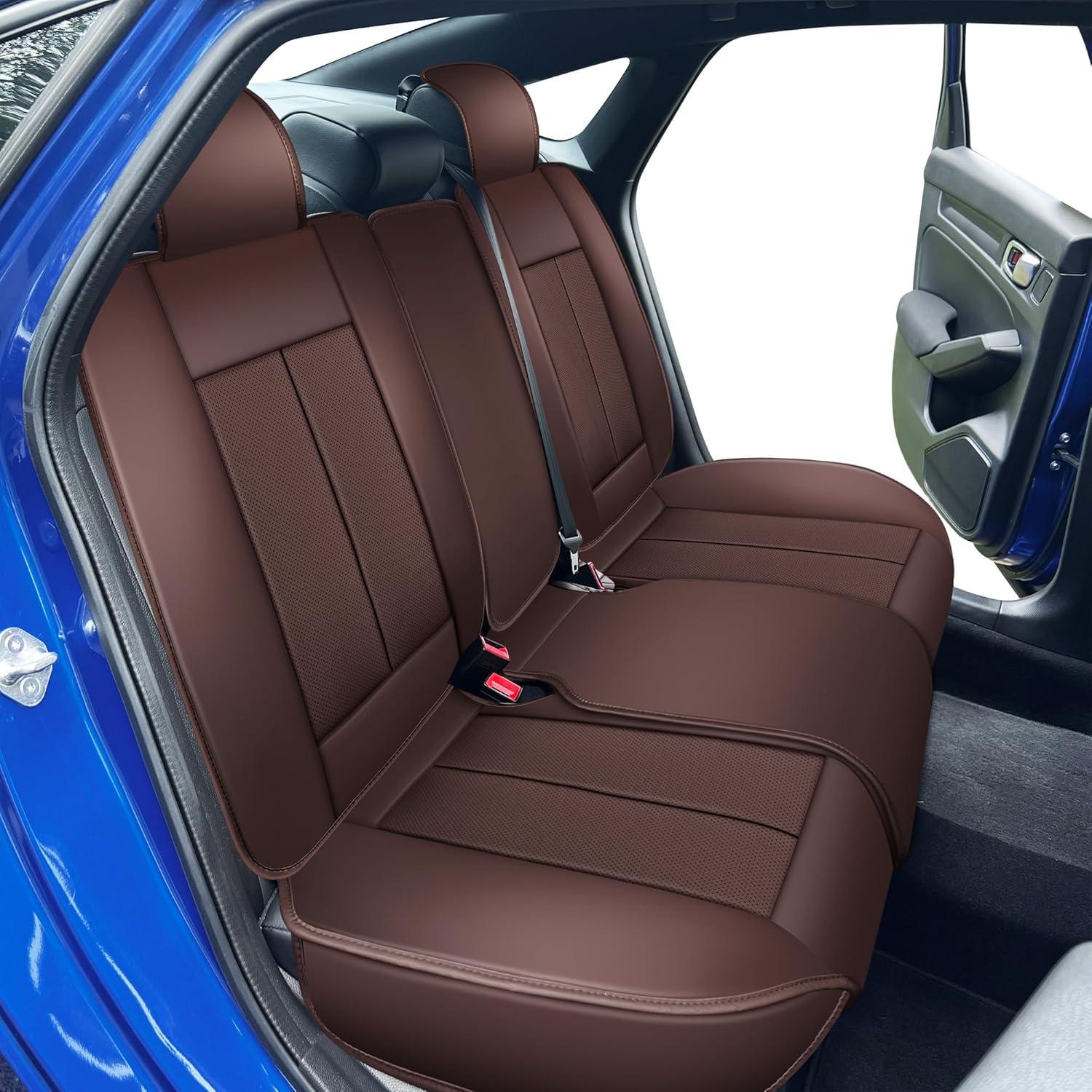 imageOASIS AUTO Honda Civic Accessories Seat Covers 20112025 Custom Fit 24 Door Sedan Coupe Hatchback Leather Cover Protector Cushion Exclude Si Front Pair GrayBrown
