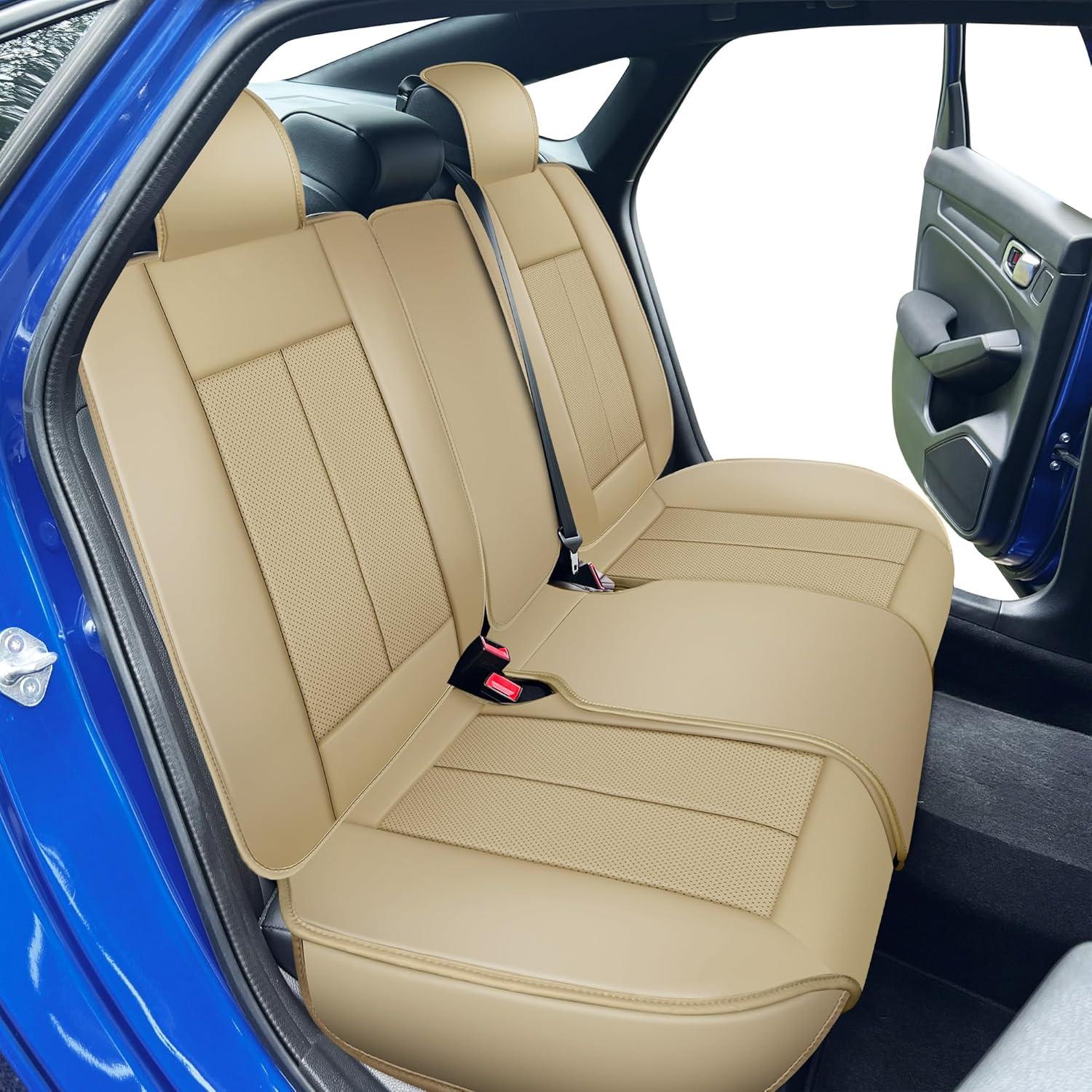 imageOASIS AUTO Honda Civic Accessories Seat Covers 20112025 Custom Fit 24 Door Sedan Coupe Hatchback Leather Cover Protector Cushion Exclude Si Front Pair GrayTan