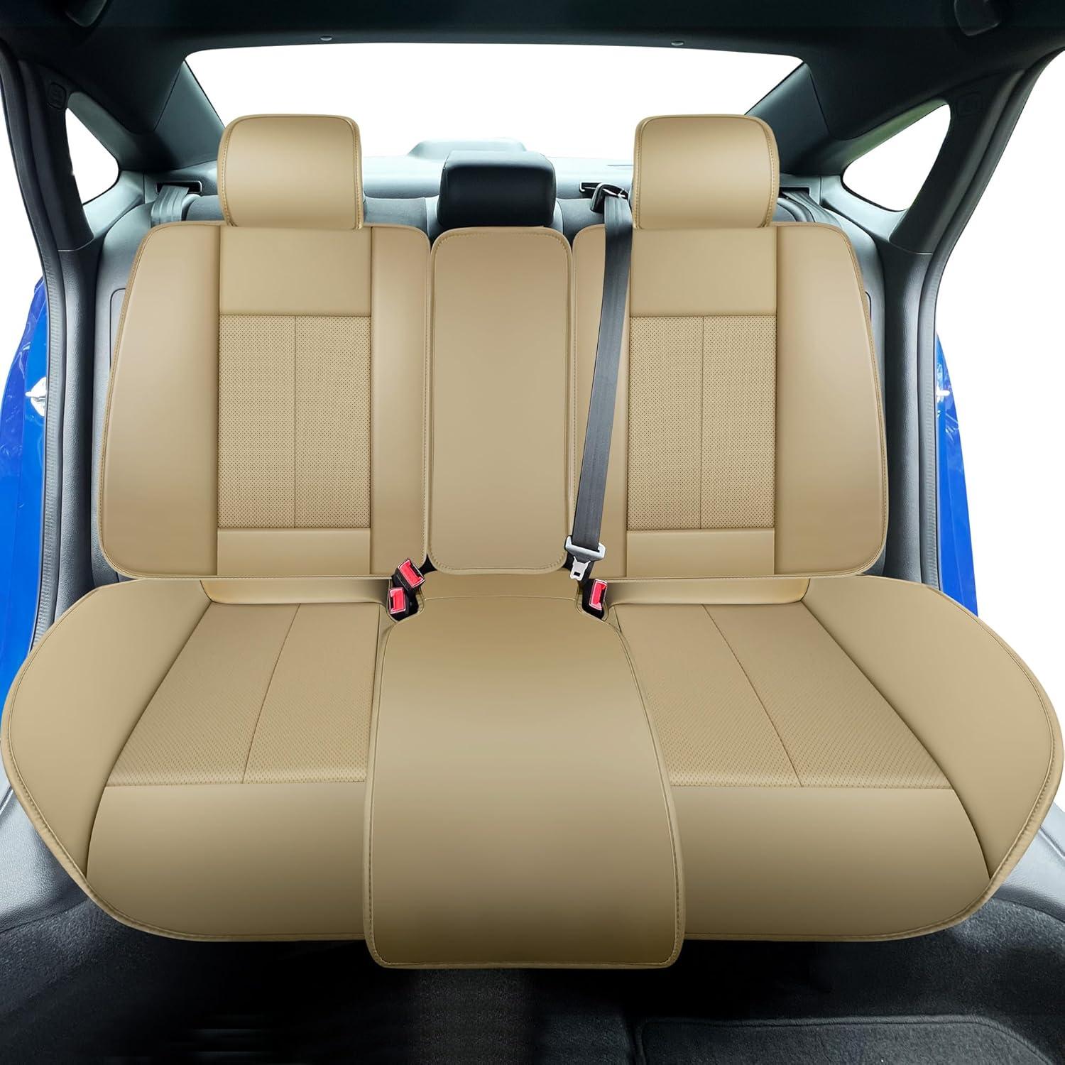 imageOASIS AUTO Honda Civic Accessories Seat Covers 20112025 Custom Fit 24 Door Sedan Coupe Hatchback Leather Cover Protector Cushion Exclude Si Front Pair GrayTan