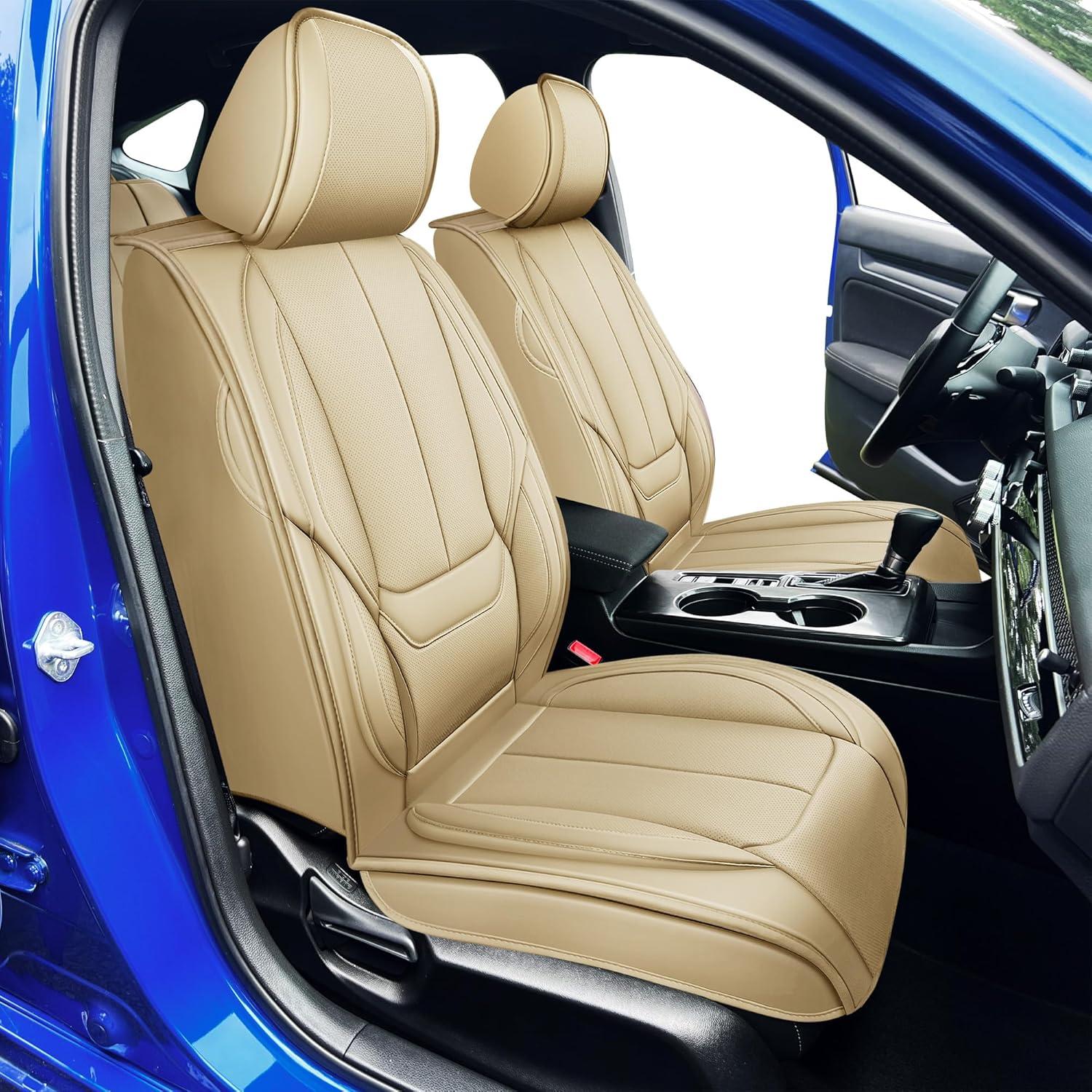 imageOASIS AUTO Honda Civic Accessories Seat Covers 20112025 Custom Fit 24 Door Sedan Coupe Hatchback Leather Cover Protector Cushion Exclude Si Premium Full Set BrownTan