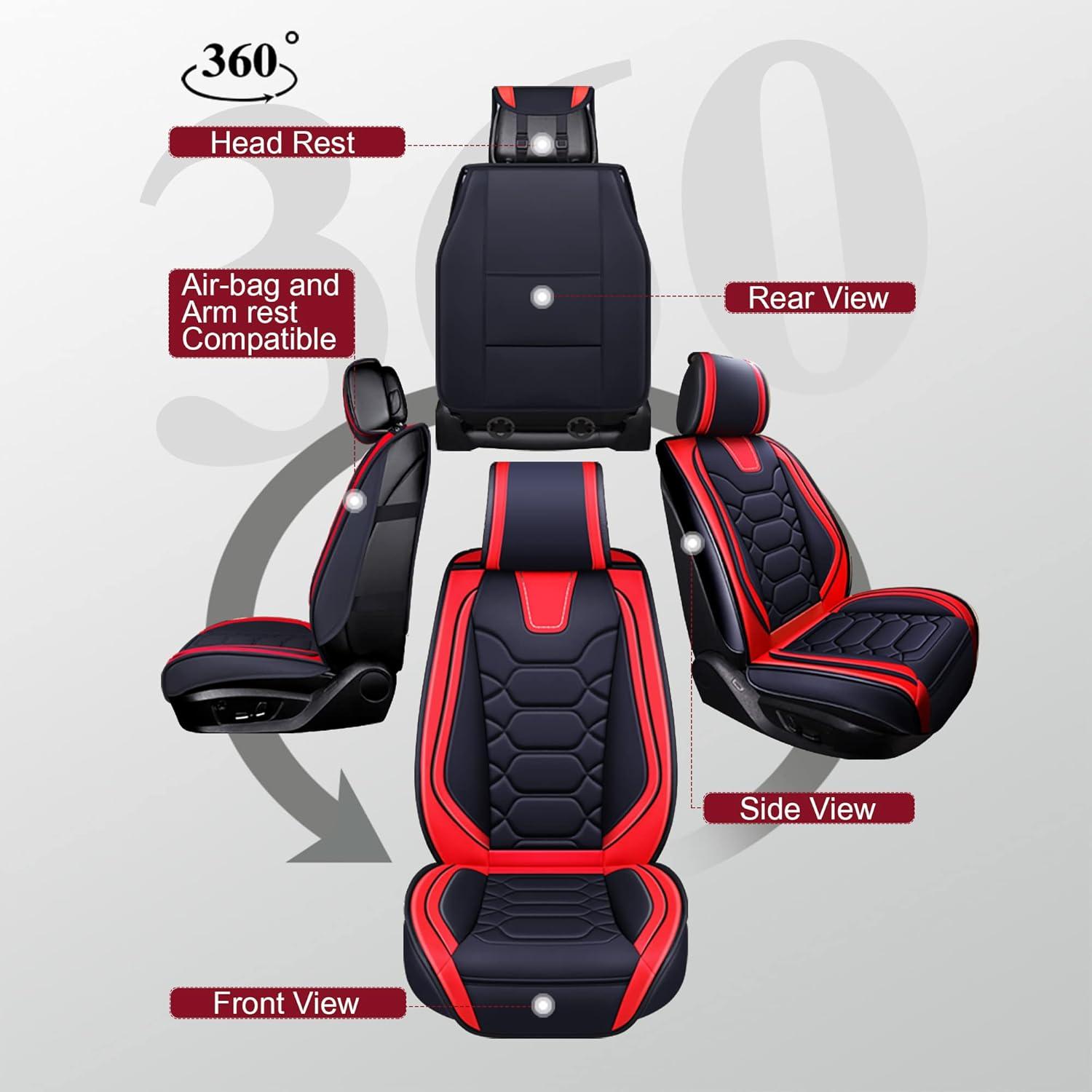 imageOASIS AUTO Honda Civic Accessories Seat Covers 20112025 Custom Fit 24 Door Sedan Coupe Hatchback Leather Cover Protector Cushion Exclude Si Premium Full Set BrownBlackRed