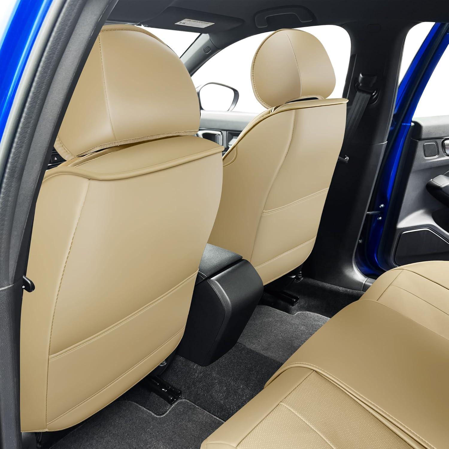 imageOASIS AUTO Honda Civic Accessories Seat Covers 20112025 Custom Fit 24 Door Sedan Coupe Hatchback Leather Cover Protector Cushion Exclude Si Premium Full Set BrownTan