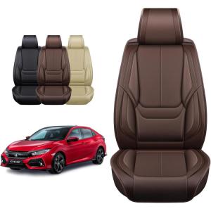 imageOASIS AUTO Honda Civic Accessories Seat Covers 20112025 Custom Fit 24 Door Sedan Coupe Hatchback Leather Cover Protector Cushion Exclude Si Premium Full Set BrownBrown