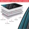 imageOASIS AUTO Car Seat Covers Premium Waterproof Faux Leather Cushion Universal Accessories Fit SUV Truck Sedan Automotive Vehicle Auto Interior Protector Full Set OD004 BlackBLACKBLUE