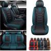 imageOASIS AUTO Car Seat Covers Premium Waterproof Faux Leather Cushion Universal Accessories Fit SUV Truck Sedan Automotive Vehicle Auto Interior Protector Full Set OD004 BlackBLACKBLUE