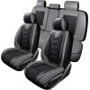 imageOASIS AUTO Car Seat Covers Premium Waterproof Faux Leather Cushion Universal Accessories Fit SUV Truck Sedan Automotive Vehicle Auto Interior Protector Full Set OD004 BlackBLACKGRAY