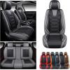 imageOASIS AUTO Car Seat Covers Premium Waterproof Faux Leather Cushion Universal Accessories Fit SUV Truck Sedan Automotive Vehicle Auto Interior Protector Full Set OD004 BlackBLACKGRAY