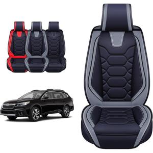 imageOASIS AUTO Forester Outback Legacy Impreza Crosstrek Accessories Seat Covers 20102025 Custom Fit Leather Cover Protector Cushion Full Set GrayGRAY