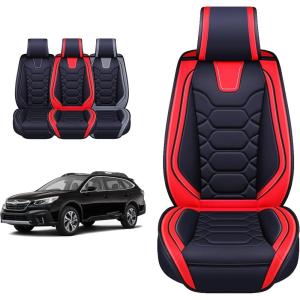 imageOASIS AUTO Forester Outback Legacy Impreza Crosstrek Accessories Seat Covers 20102025 Custom Fit Leather Cover Protector Cushion Premium Full Set TanRED