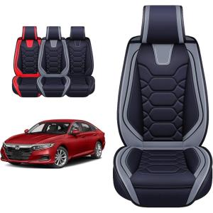 imageOASIS AUTO Seat Covers Compatible with Honda Accord 20132025 Custom Fit Leather Cover Protector Cushion for Sedan Coupe Both 4ampamp2Door Full Set BlackGRAY