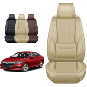 imageOASIS AUTO Seat Covers Compatible with Honda Accord 20132025 Custom Fit Leather Cover Protector Cushion for Sedan Coupe Both 4ampamp2Door Full Set BlackTAN