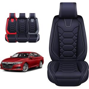 imageOASIS AUTO Seat Covers Compatible with Honda Accord 20132025 Custom Fit Leather Cover Protector Cushion for Sedan Coupe Both 4ampamp2Door Full Set BlackBLACK