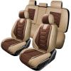 imageOASIS AUTO Car Seat Covers Premium Waterproof Faux Leather Cushion Universal Accessories Fit SUV Truck Sedan Automotive Vehicle Auto Interior Protector Front Pair OD004 BlackTANCOFFEE