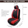 imageOASIS AUTO Car Seat Covers Premium Waterproof Faux Leather Cushion Universal Accessories Fit SUV Truck Sedan Automotive Vehicle Auto Interior Protector Front Pair OD004 BlackBLACKRED