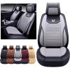 imageOASIS AUTO Car Seat Covers Premium Waterproof Faux Leather Cushion Universal Accessories Fit SUV Truck Sedan Automotive Vehicle Auto Interior Protector Full Set OS008 TanGRAY