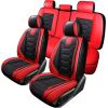 imageOASIS AUTO Car Seat Covers Premium Waterproof Faux Leather Cushion Universal Accessories Fit SUV Truck Sedan Automotive Vehicle Auto Interior Protector Front Pair OD004 BlackBLACKRED