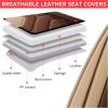 imageOASIS AUTO Car Seat Covers Premium Waterproof Faux Leather Cushion Universal Accessories Fit SUV Truck Sedan Automotive Vehicle Auto Interior Protector Front Pair OD004 BlackTANCOFFEE