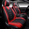 imageOASIS AUTO Car Seat Covers Premium Waterproof Faux Leather Cushion Universal Accessories Fit SUV Truck Sedan Automotive Vehicle Auto Interior Protector Front Pair OD004 BlackBLACKRED