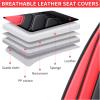 imageOASIS AUTO Car Seat Covers Premium Waterproof Faux Leather Cushion Universal Accessories Fit SUV Truck Sedan Automotive Vehicle Auto Interior Protector Front Pair OD004 BlackBLACKRED