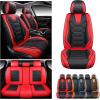 imageOASIS AUTO Car Seat Covers Premium Waterproof Faux Leather Cushion Universal Accessories Fit SUV Truck Sedan Automotive Vehicle Auto Interior Protector Front Pair OD004 BlackBLACKRED
