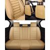 imageOASIS AUTO Car Seat Covers Premium Waterproof Faux Leather Cushion Universal Accessories Fit SUV Truck Sedan Automotive Vehicle Auto Interior Protector Full Set OS012 Tan