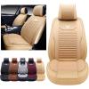 imageOASIS AUTO Car Seat Covers Premium Waterproof Faux Leather Cushion Universal Accessories Fit SUV Truck Sedan Automotive Vehicle Auto Interior Protector Full Set OS008 TanTAN