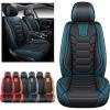 imageOASIS AUTO Car Seat Covers Premium Waterproof Faux Leather Cushion Universal Accessories Fit SUV Truck Sedan Automotive Vehicle Auto Interior Protector Front Pair OD004 BlackBLACKBLUE